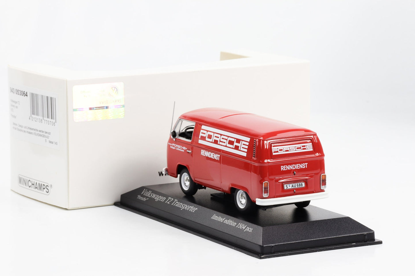 VW T2  Porsche Renndienst 1972 - 1/43 Minichamps