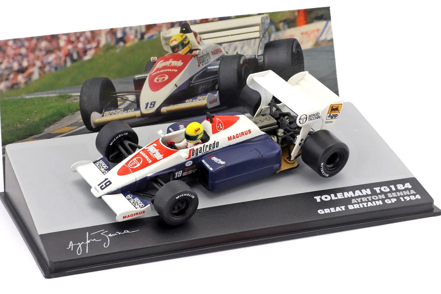 Ayrton Senna Toleman TG184 #19 3 britannique GP formule1 1984 -  1:43 Altaya